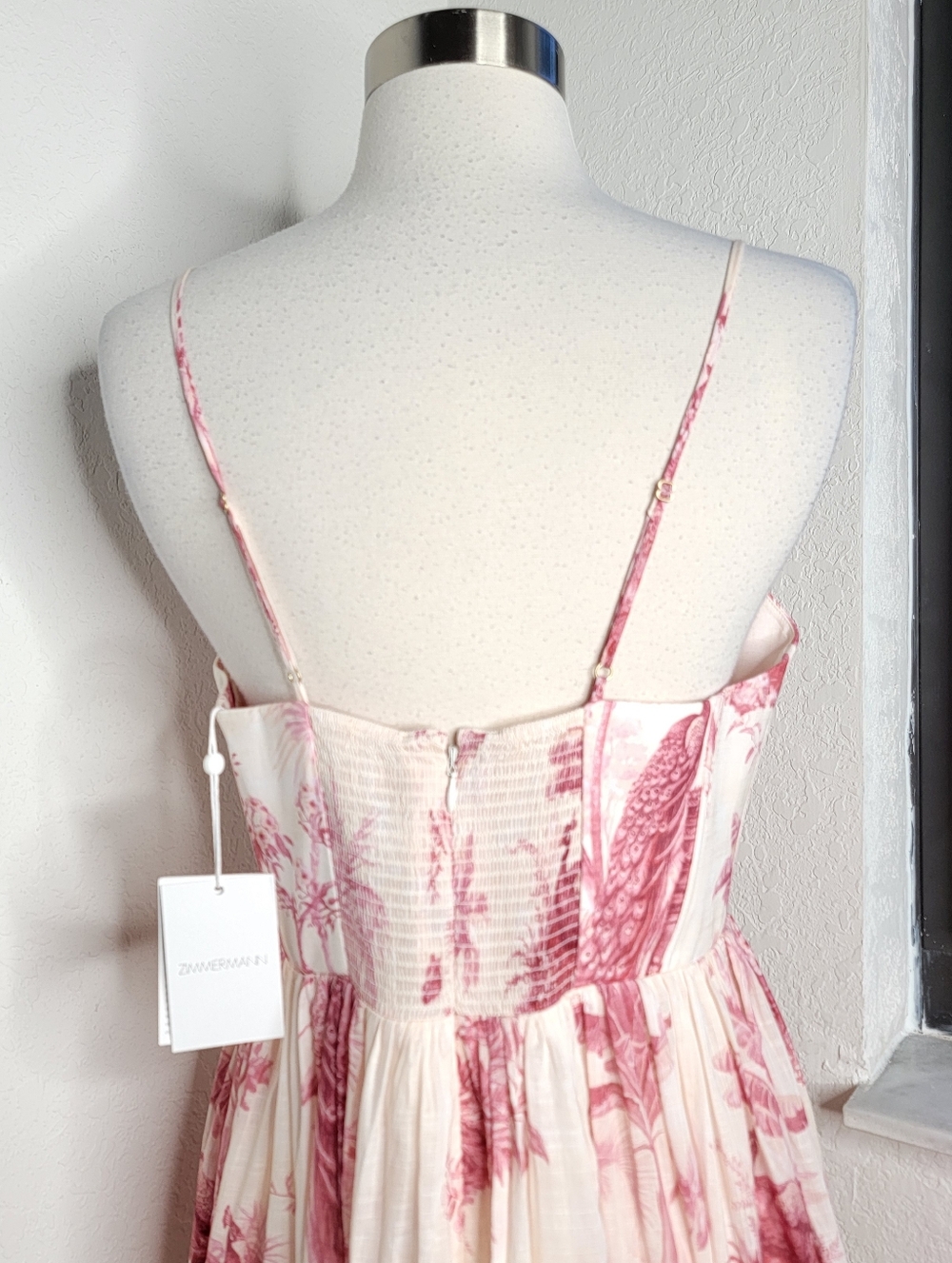 ZIMMERMAN Waverly Corset Midi Dress In Pink Palm NWT AUS 3/US L. - Picture 10 of 14